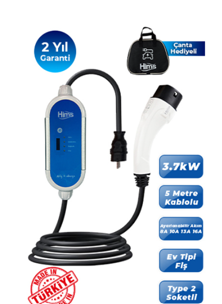 Hims 3.7kW Ev Tipi Taşınabilir Elektrikli Araç Şarj Cihazı görsel 1